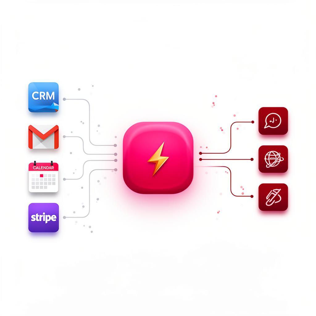 Apps connecting through automation hub to actions